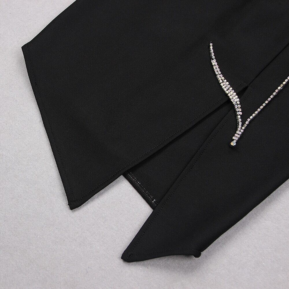 Swarovski Crystal Rhinestone Bling Floral Little Black Dress