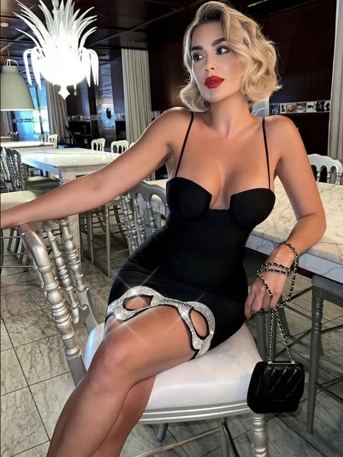 Swarovski Crystal Rhinestone Bling Black Dress