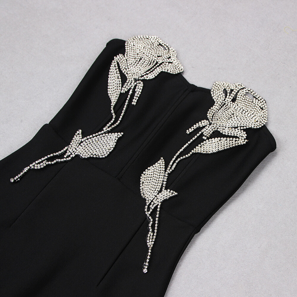 Swarovski Crystal Rhinestone Bling Black Dress
