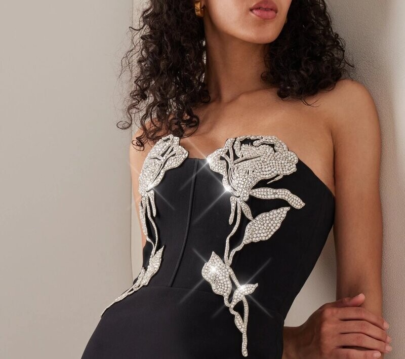 Swarovski Crystal Rhinestone Bling Black Dress