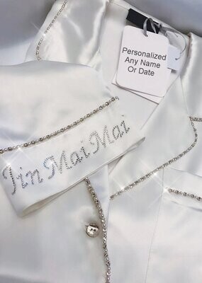 Swarovski Crystal Rhinestone Bling Silk Pajamas: Personalize