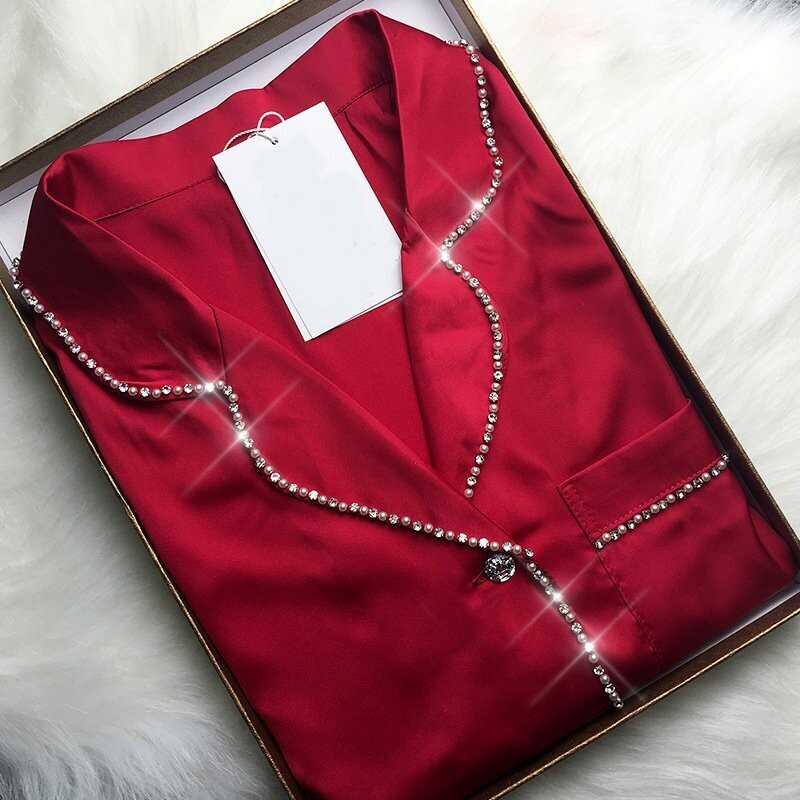 Swarovski Crystal Rhinestone Bling Silk Pajamas: Personalize