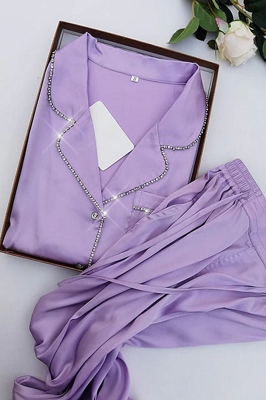 Swarovski Crystal Rhinestone Bling Silk Pajamas: Personalize