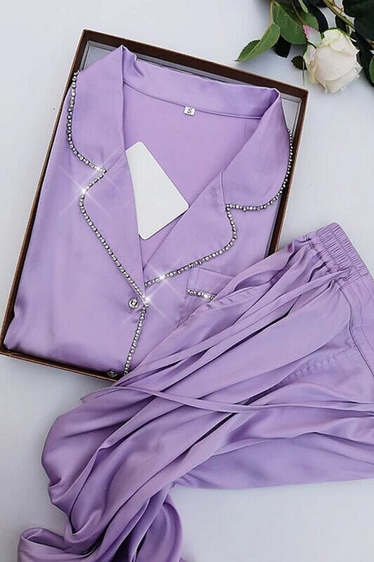 Swarovski Crystal Rhinestone Bling Silk Pajamas: Personalize
