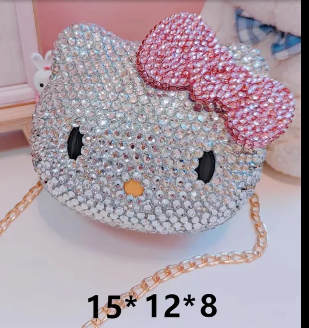 Swarovski Crystal Rhinestone Bling Hello Kitty Purse