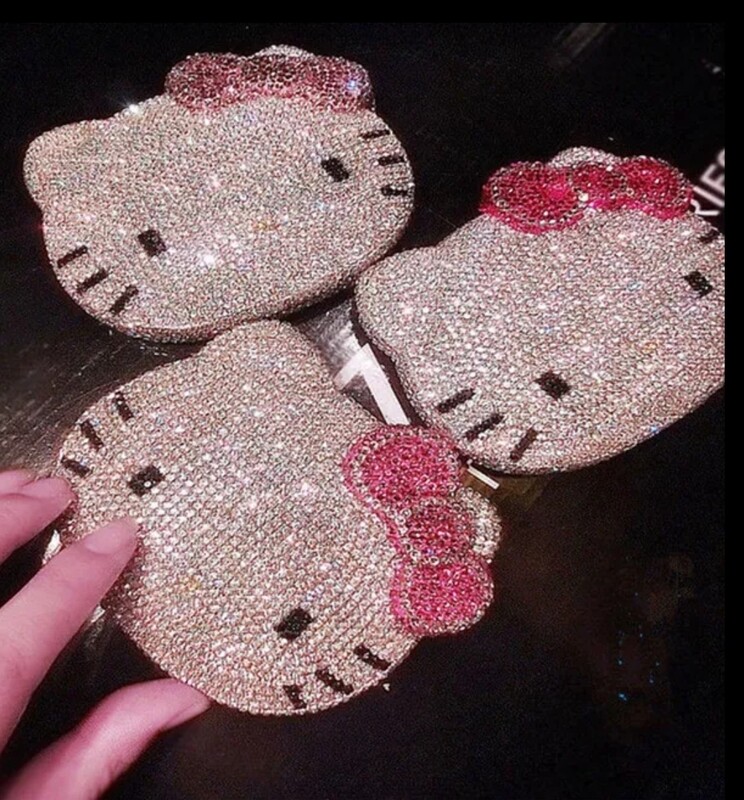 Swarovski Crystal Rhinestone Bling Hello Kitty Compact Mirror