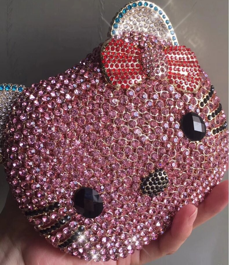 Swarovski Crystal Rhinestone Bling Hello Kitty Purse