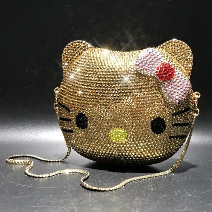 Swarovski Crystal Rhinestone Bling Hello Kitty Purse