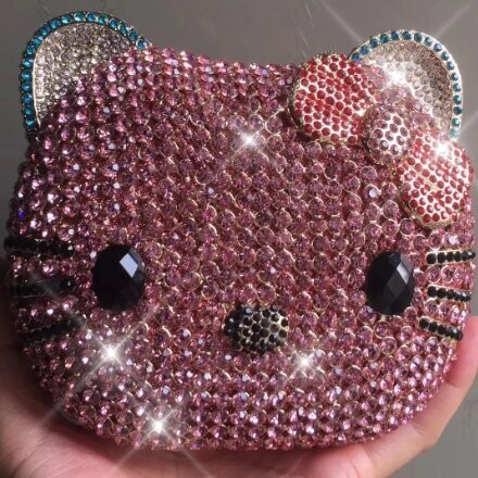Swarovski Crystal Rhinestone Bling Hello Kitty Purse
