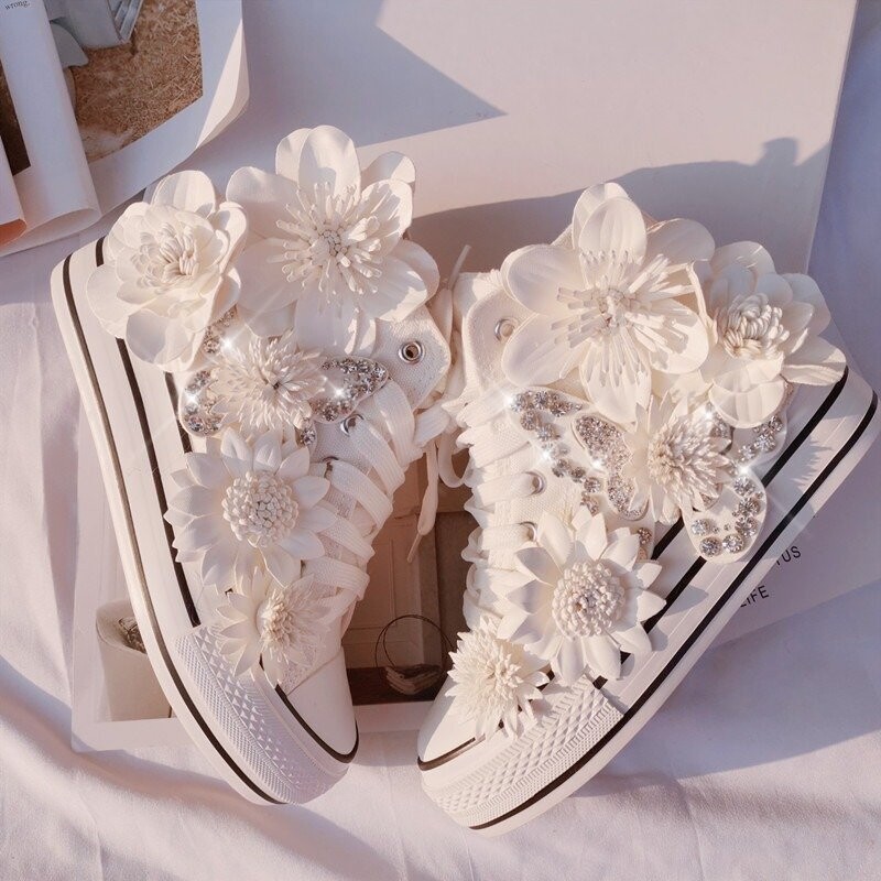 Swarovski Crystal Rhinestone Bling Wedding Sneakers Tennis Shoes