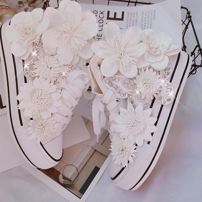 Swarovski Crystal Rhinestone Bling Wedding Sneakers Tennis Shoes