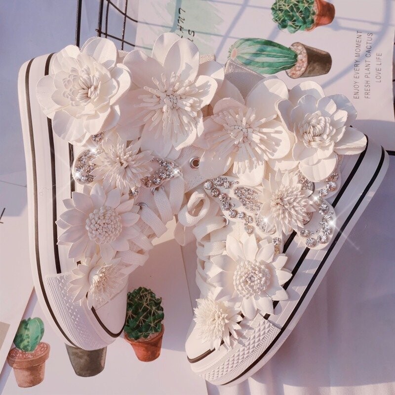 Swarovski Crystal Rhinestone Bling Wedding Sneakers Tennis Shoes