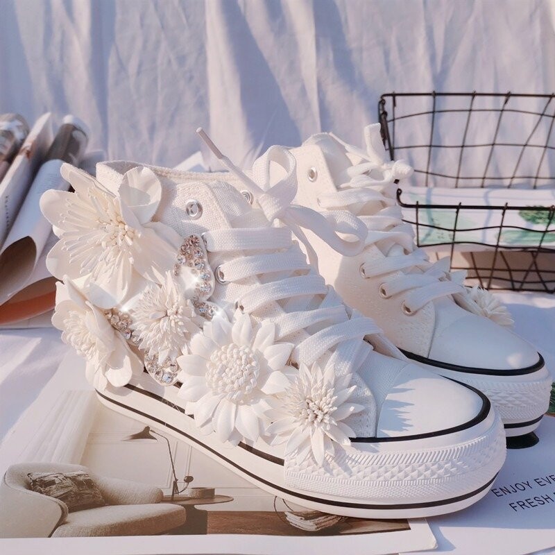 Swarovski Crystal Rhinestone Bling Wedding Sneakers Tennis Shoes