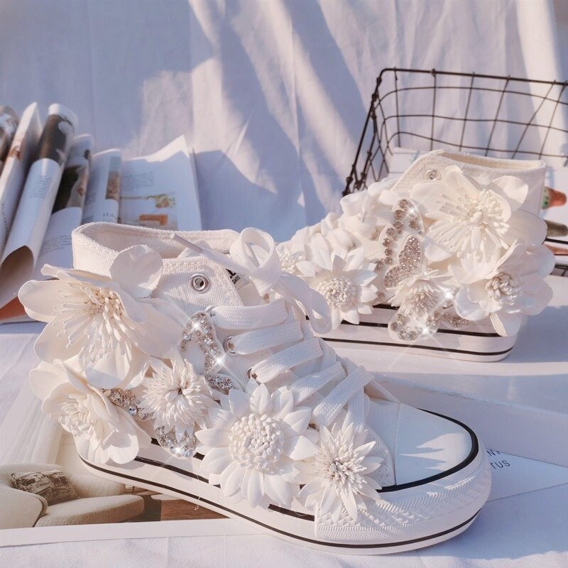 Swarovski Crystal Rhinestone Bling Wedding Sneakers Tennis Shoes