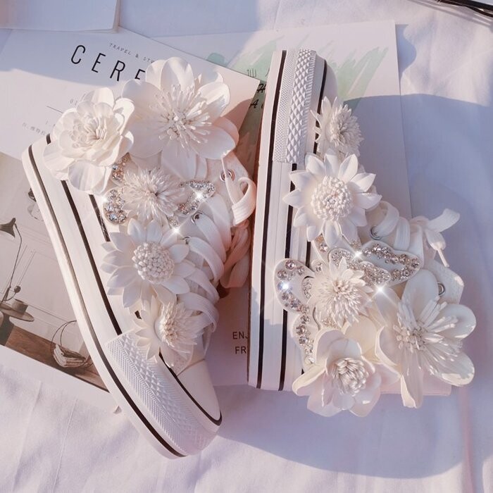 Swarovski Crystal Rhinestone Bling Wedding Sneakers Tennis Shoes