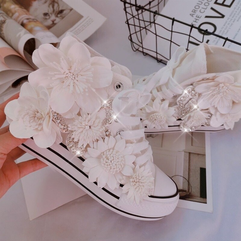 Swarovski Crystal Rhinestone Bling Wedding Sneakers Tennis Shoes