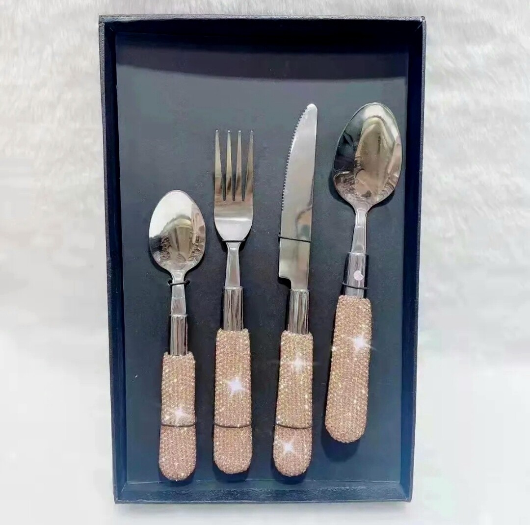 Swarovski Crystal Rhinestone Stainless Steel Flatware Set