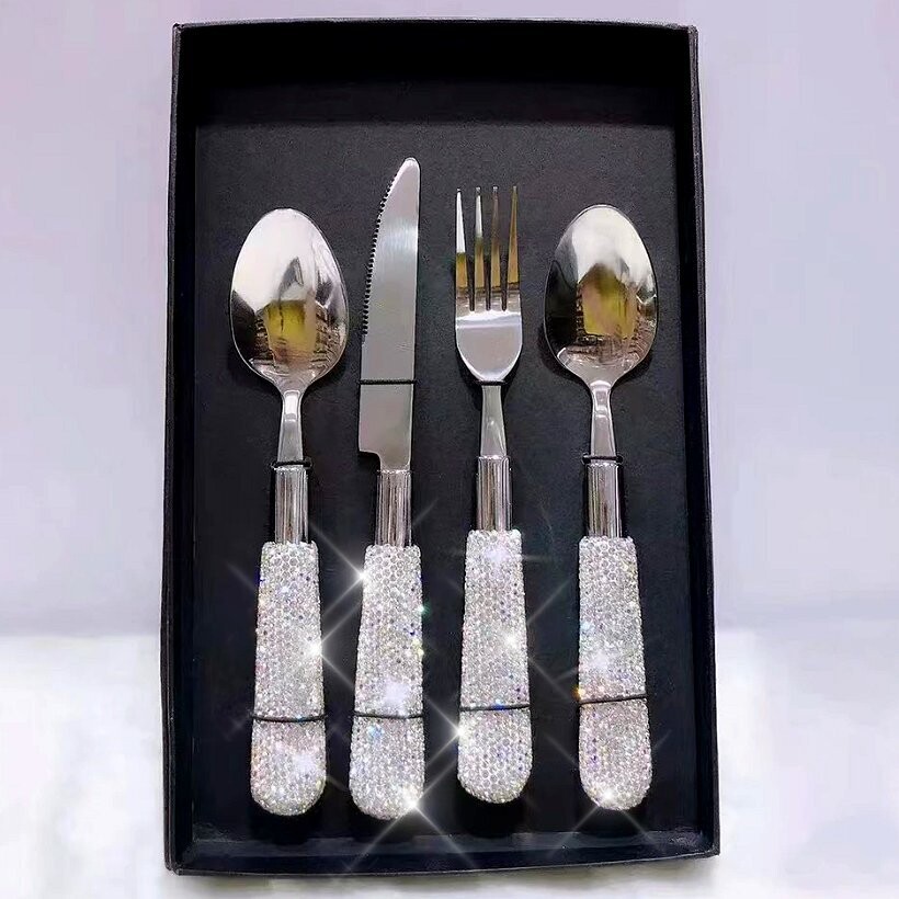 Swarovski Crystal Rhinestone Stainless Steel Flatware Set