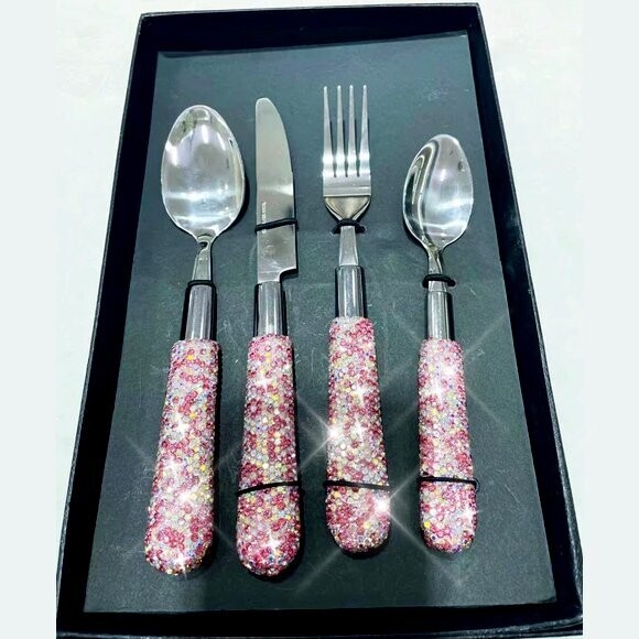 Swarovski Crystal Rhinestone Stainless Steel Flatware Set