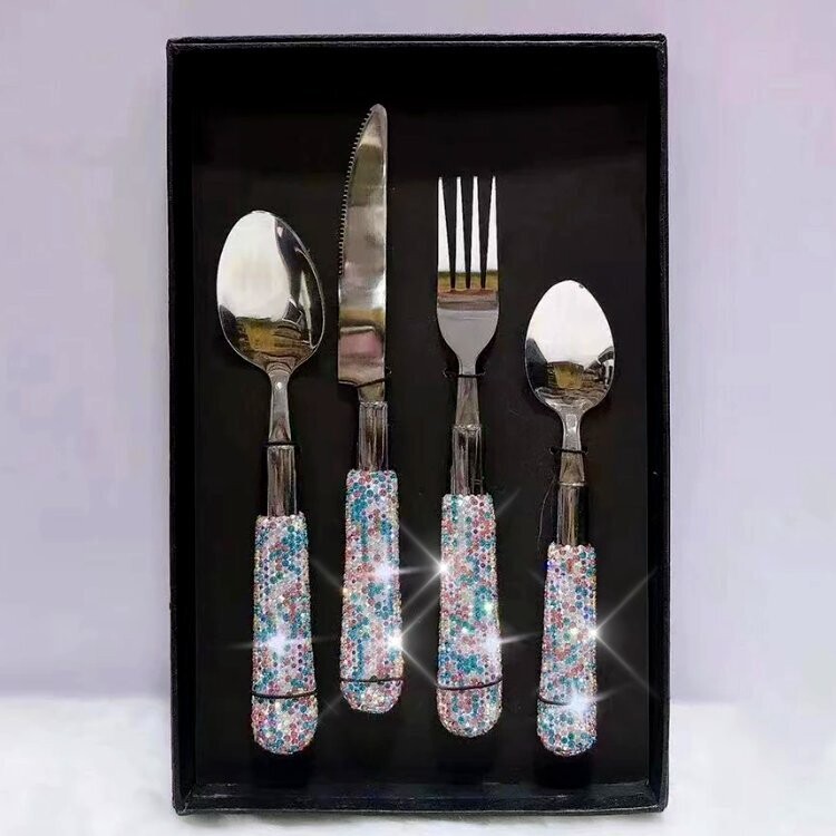 Swarovski Crystal Rhinestone Stainless Steel Flatware Set