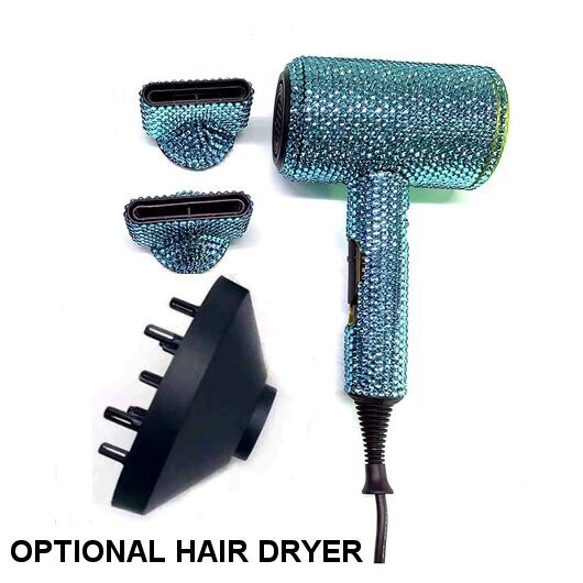 Swarovski  Crystal Rhinestone Bling Hair Curling Iron Set: Teal