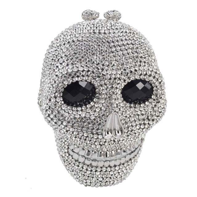 Swarovski  Crystal Rhinestone Bling Skull Handbag Purse