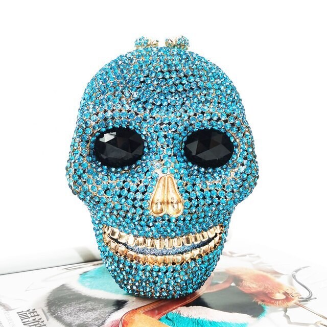 Swarovski  Crystal Rhinestone Bling Skull Handbag Purse