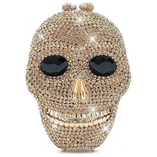Swarovski  Crystal Rhinestone Bling Skull Handbag Purse