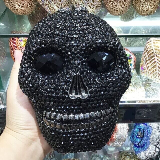 Swarovski  Crystal Rhinestone Bling Skull Handbag Purse