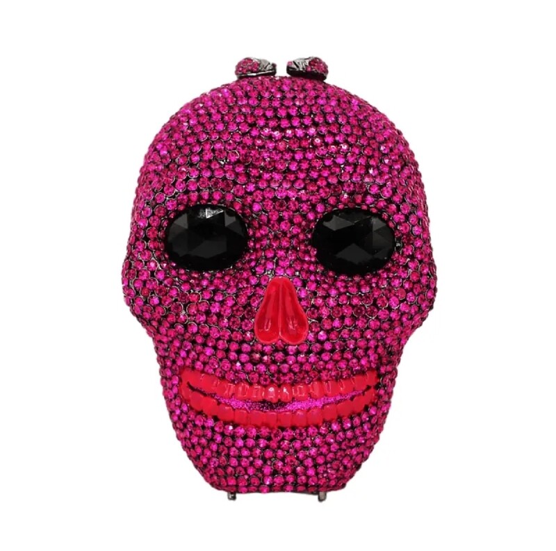 Swarovski  Crystal Rhinestone Bling Skull Handbag Purse
