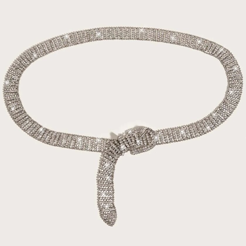 Swarovski Crystal Rhinestone Bling Half Circle Buckle Belt