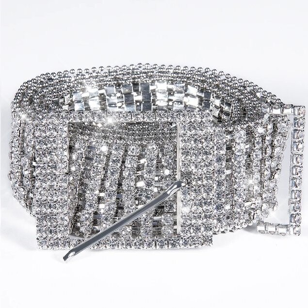Swarovski Crystal Rhinestone Bling Belt Rectangle Buckle