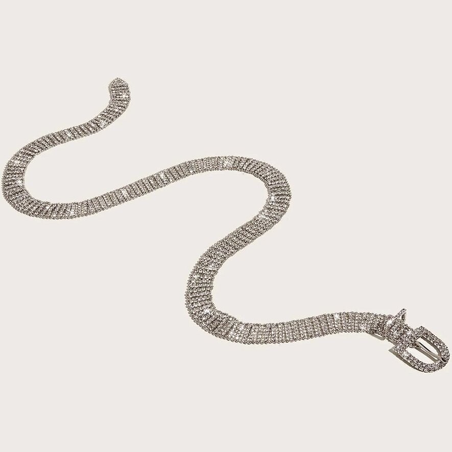 Swarovski Crystal Rhinestone Bling Half Circle Buckle Belt