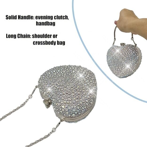 Swarovski Crystal Rhinestone Bling Shoulder Bag Heart Purse