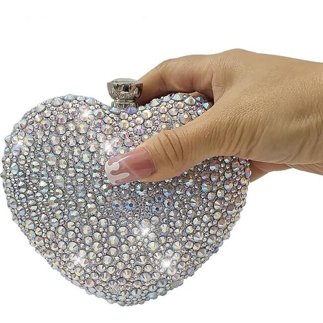 Swarovski Crystal Rhinestone Bling Shoulder Bag Heart Purse