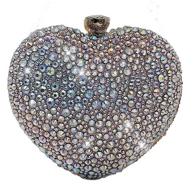 Swarovski Crystal Rhinestone Bling Shoulder Bag Heart Purse