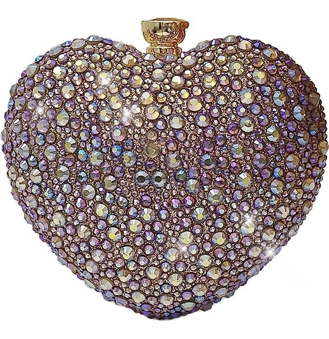 Swarovski Crystal Rhinestone Bling Shoulder Bag Heart Purse