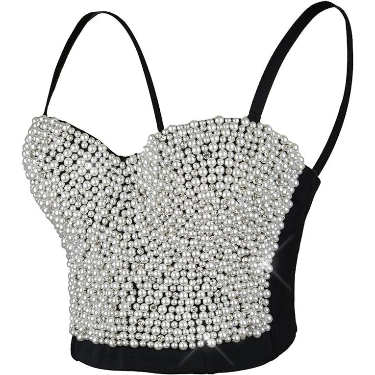 Swarovski Crystal Rhinestone Bling Pink Bustier Top