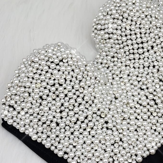 Swarovski Crystal Rhinestone Bling White Bustier Top