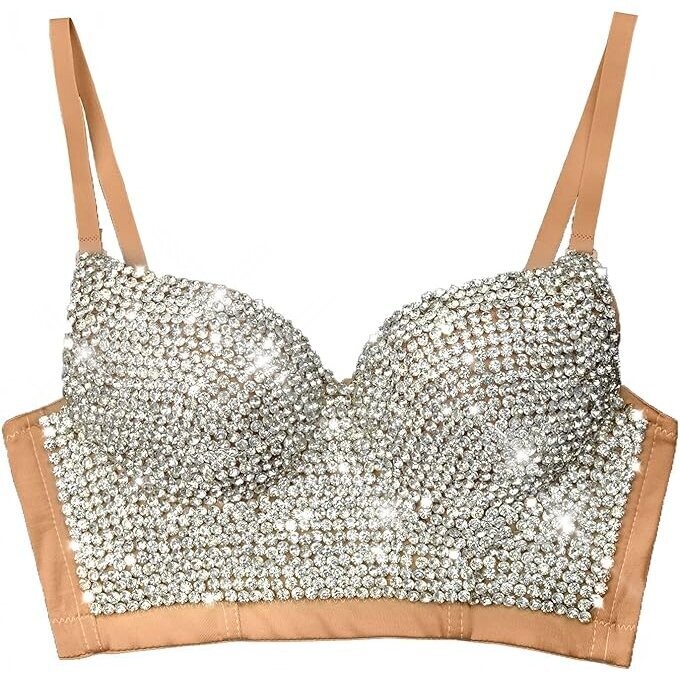 Swarovski Crystal Rhinestone Bling White Bustier Top