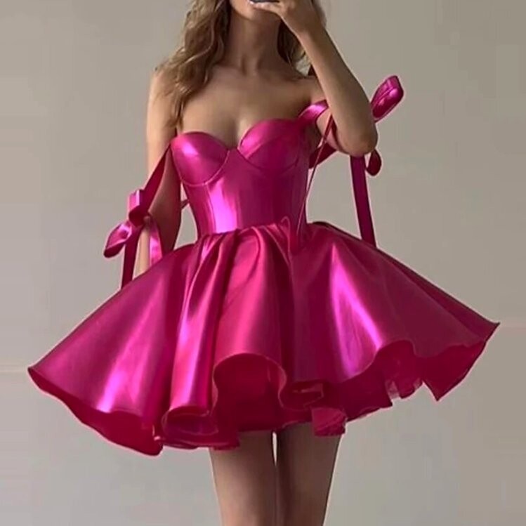 Beautiful Short Satin Prom Dress Wedding Cocktail Party