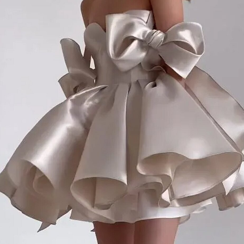 Beautiful Short Satin Prom Dress Wedding Cocktail Party