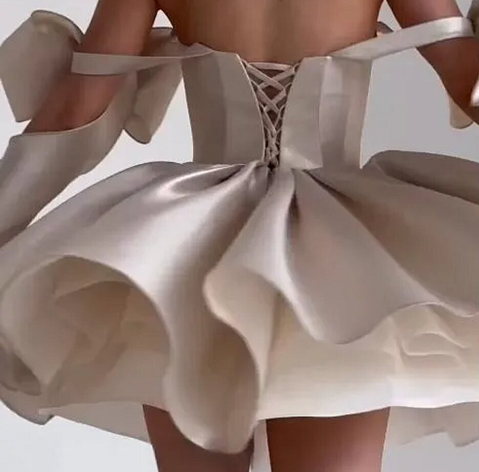 Beautiful Short Satin Prom Dress Wedding Cocktail Party