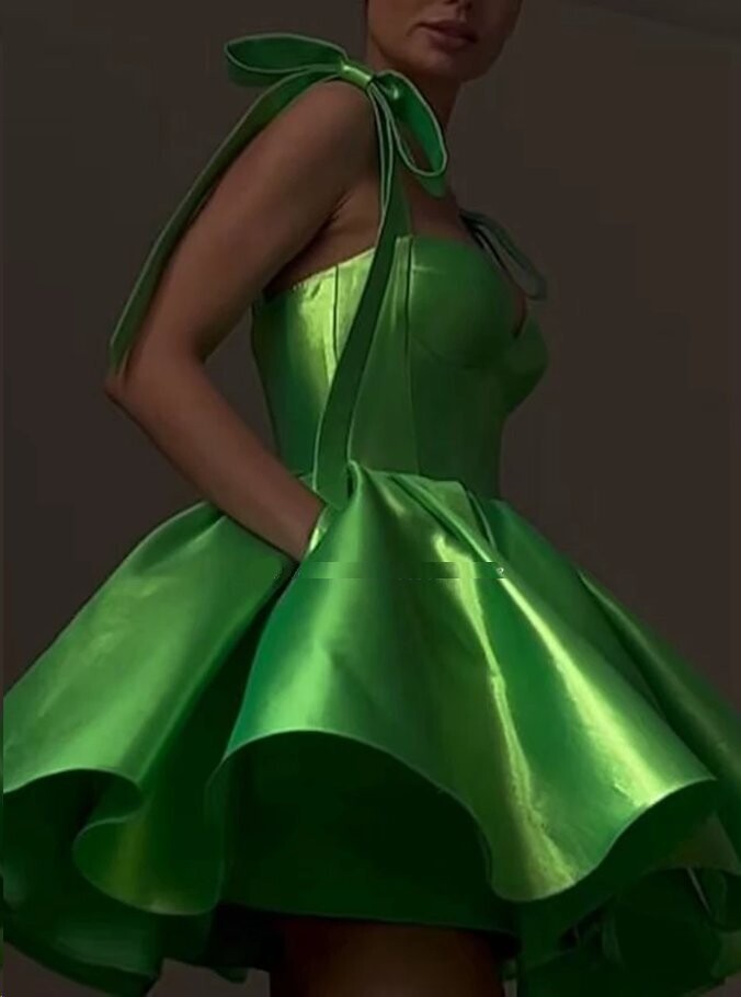 Beautiful Short Satin Prom Dress Wedding Cocktail Party