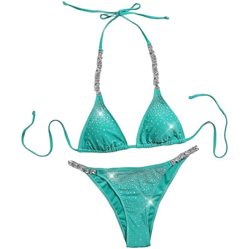 Swarovski Crystal Rhinestone Bling Bikini Swimsuit