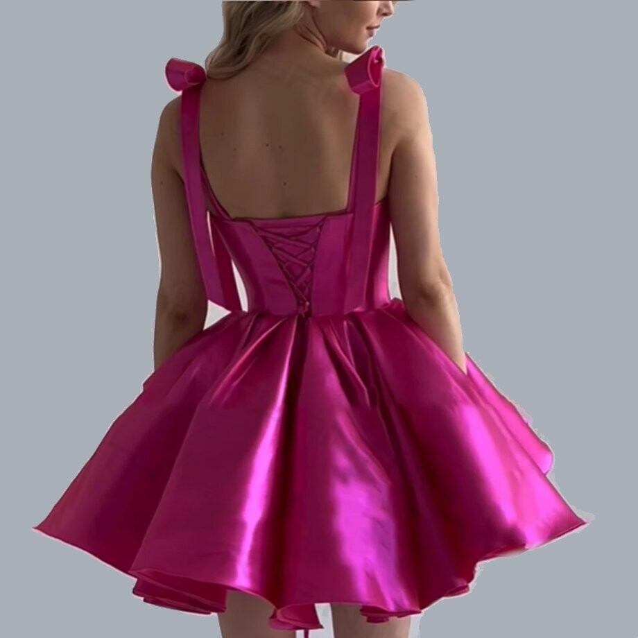 Beautiful Short Satin Prom Dress Wedding Cocktail Party