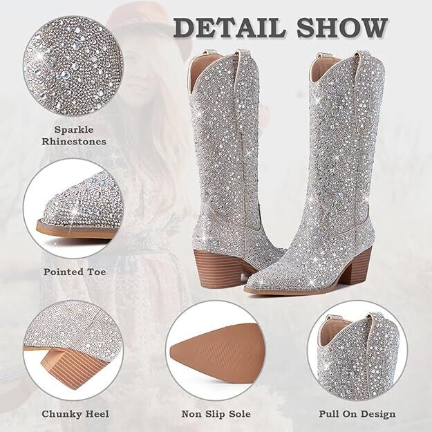 Swarovski Crystal Rhinestone Bling Cowboy Boots