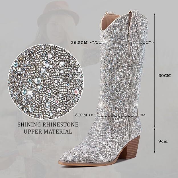 Swarovski Crystal Rhinestone Bling Cowboy Boots