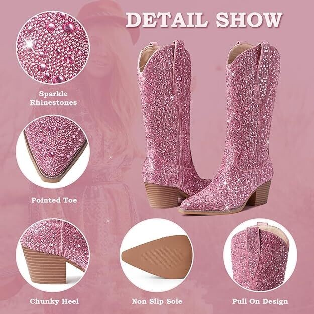 Swarovski Crystal Rhinestone Bling Cowboy Boots