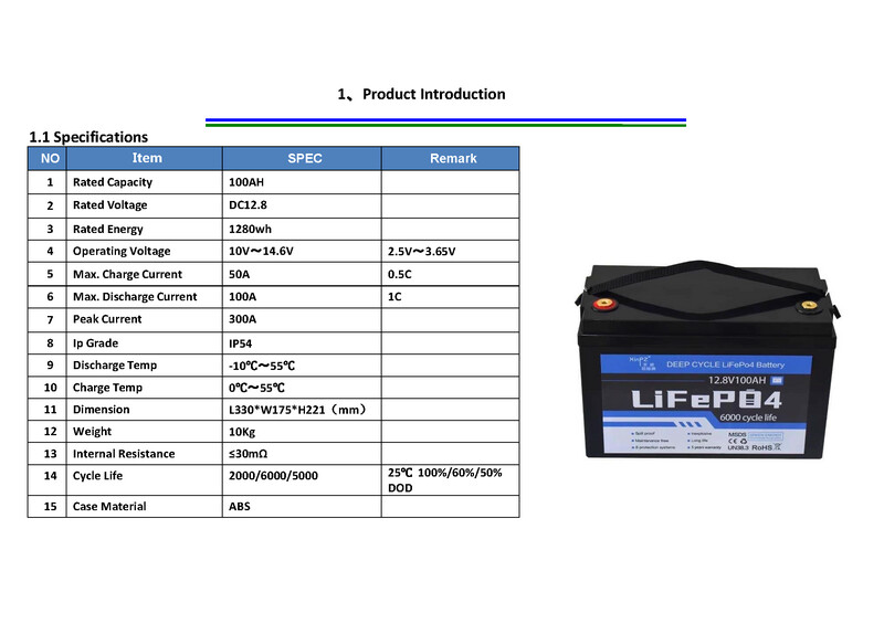 LiFePo4 12.8 volts 100 Ah battery